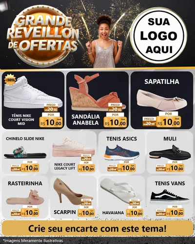 Modelo de Rede Social para Feed Instagram com o tema Grande Réveillon de Ofertas para Calçados
