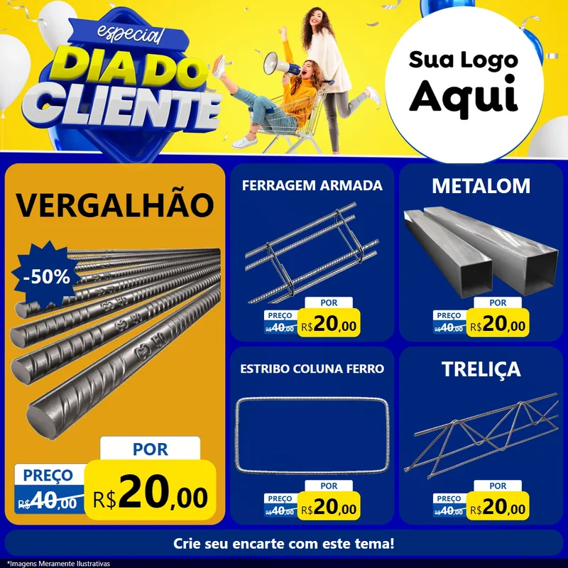 Modelo de Rede Social para Feed Facebook com o tema Especial Dia do Cliente para Ferragens