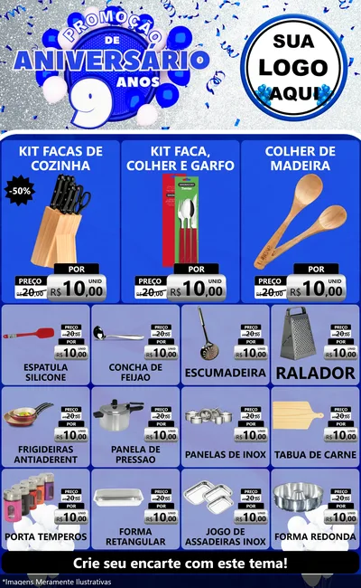 Modelo de Encarte para Encarte Grande com o tema Promoção de Aniversário - 9 Anos para Utilidades Domésticas