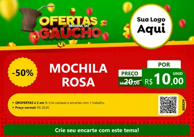 Modelo de Cartaz para Cartaz A4 Horizontal com o tema Ofertas Semana Do Gaúcho para Papelaria