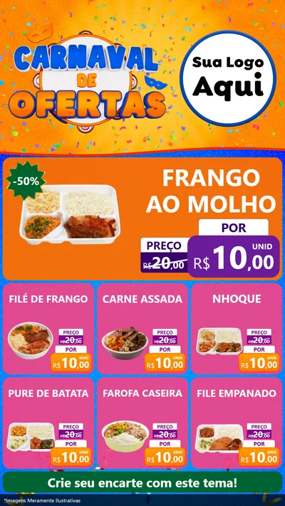 Modelo de Rede Social para Stories com o tema Carnaval de Ofertas para Restaurante