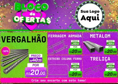 Modelo de Encarte para Encarte A4 Horizontal com o tema Bloco de Ofertas para Ferragens