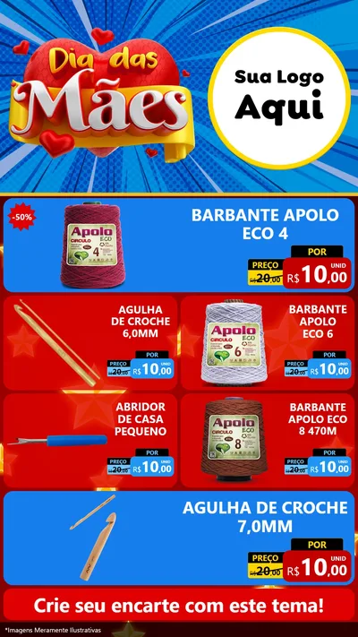 Modelo de TV para TV Vertical com o tema Dia das Mães para Armarinho e Aviamentos