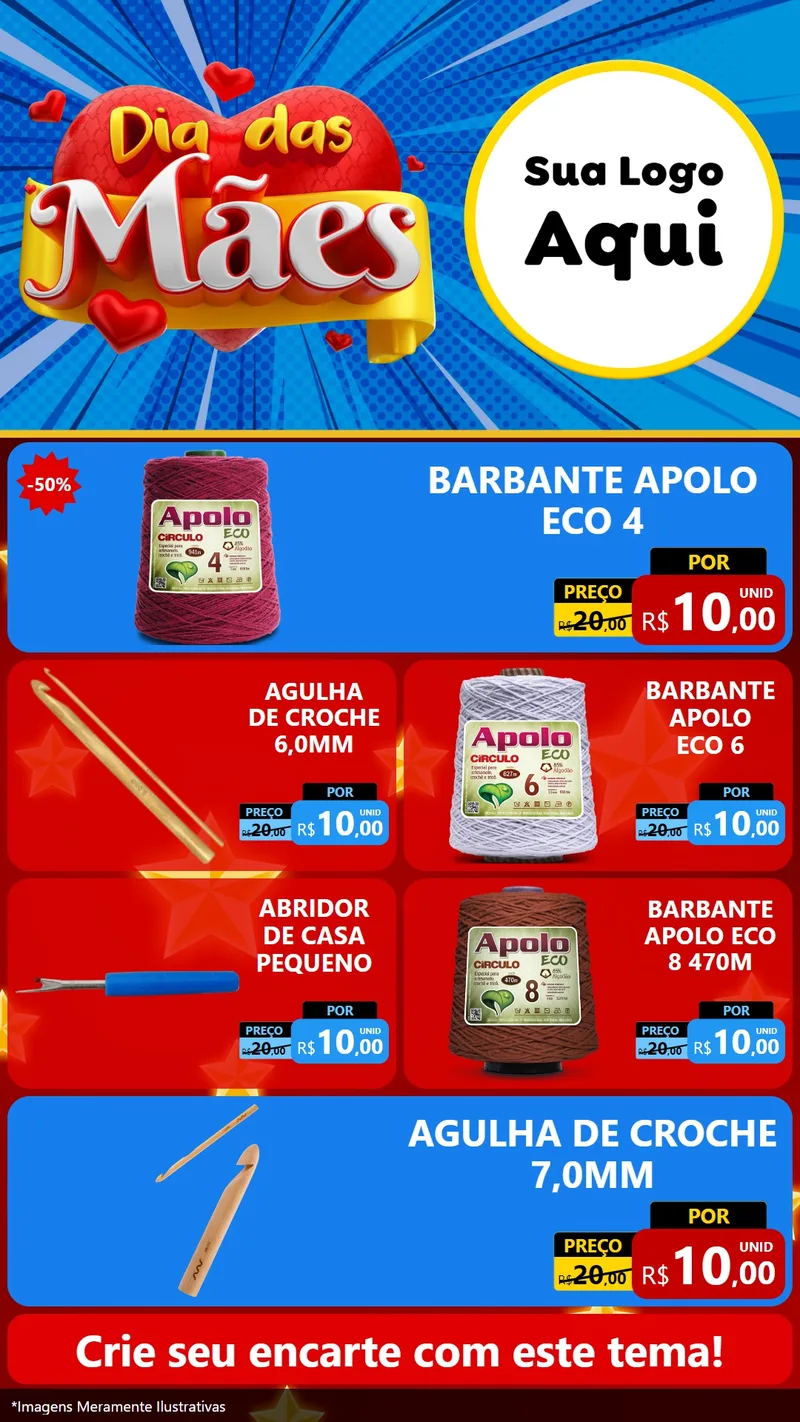 Modelo de TV para TV Vertical com o tema Dia das Mães para Armarinho e Aviamentos