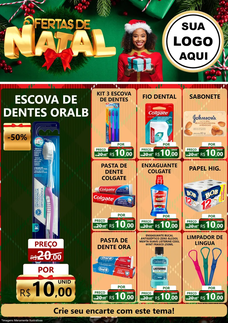 Modelo de Encarte para Encarte A4 Vertical com o tema Ofertas de Natal para Higiene Pessoal
