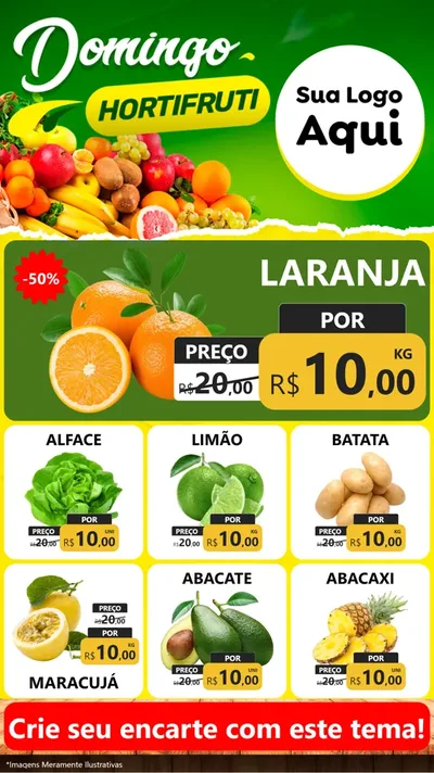 Modelo de Rede Social para Stories com o tema Domingo hortifruti para Hortifrúti