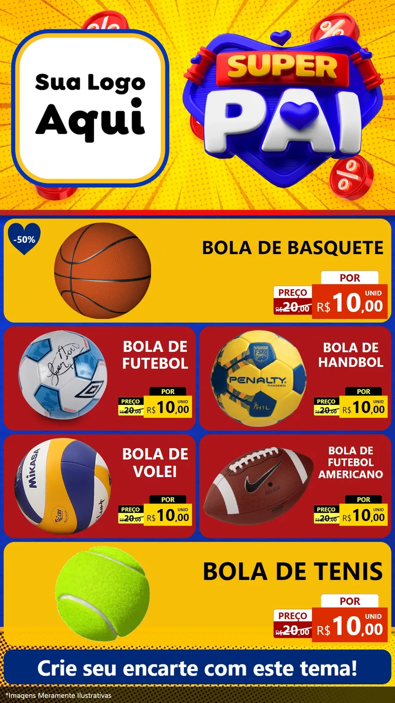 Modelo de TV para TV Vertical com o tema Super Pai para Artigos Esportivos