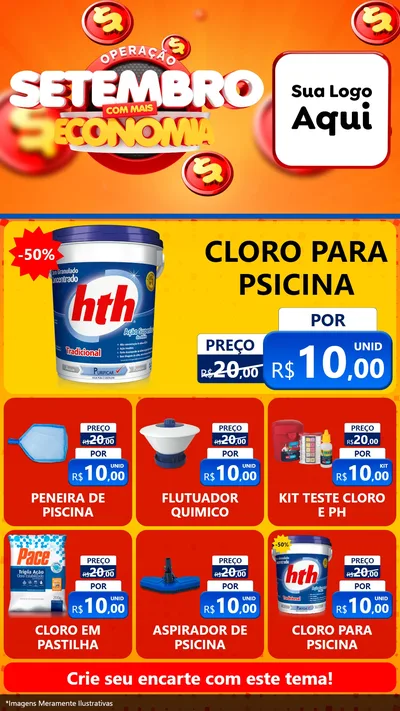 Modelo de Rede Social para Stories com o tema Operação Setembro Com Muita Economia para Produtos para Piscina