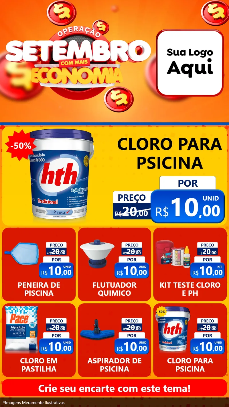 Modelo de Rede Social para Stories com o tema Operação Setembro Com Muita Economia para Produtos para Piscina