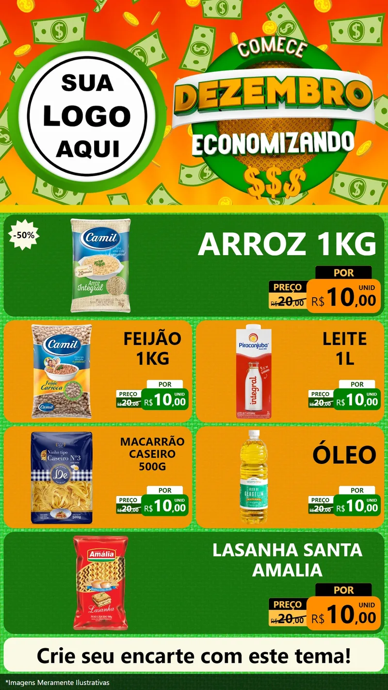 Modelo de TV para TV Vertical com o tema Comece Dezembro Economizando para Supermercado