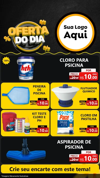 Modelo de TV para TV Vertical com o tema Oferta Do Dia para Produtos para Piscina