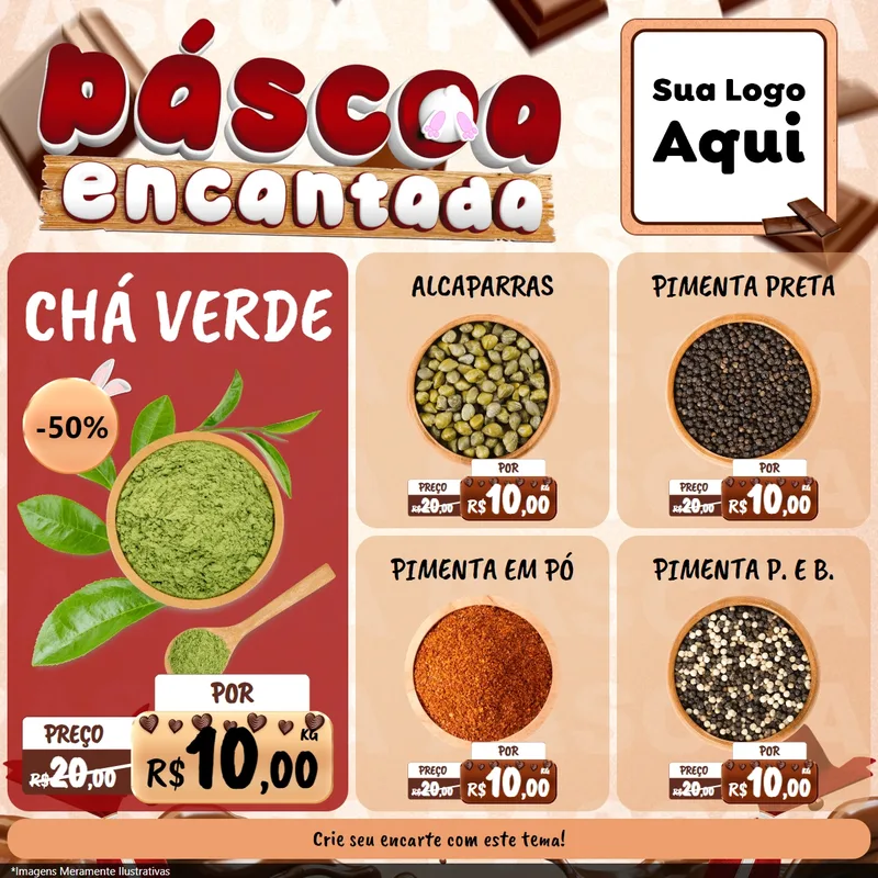 Modelo de Rede Social para Feed Facebook com o tema Páscoa Encantada para Produtos Naturais