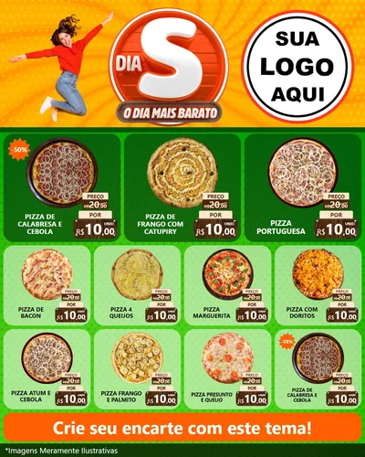 Modelo de Rede Social para Feed Instagram com o tema Dia S - O Dia Mais Barato para Pizzaria