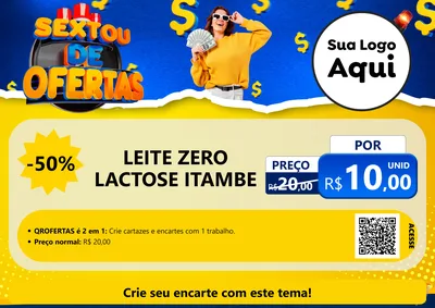 Modelo de Cartaz para Cartaz A4 Horizontal com o tema Sextou de Ofertas para Frios e Laticínios