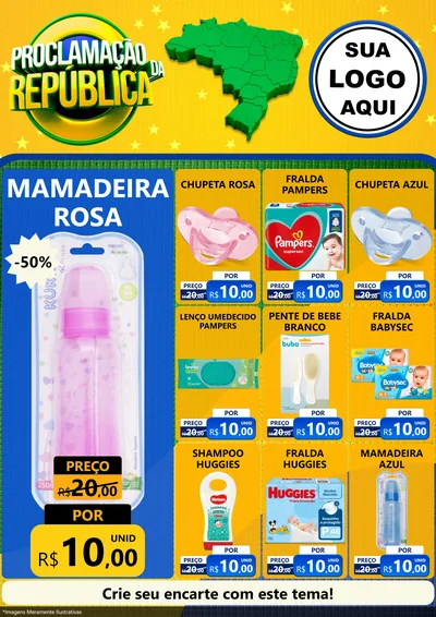 Modelo de Encarte para Encarte A4 Vertical com o tema Proclamação da República para Bebês