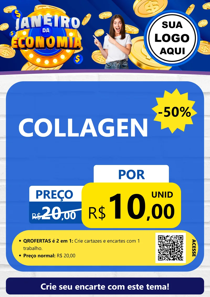 Modelo de Cartaz para Cartaz A4 Vertical com o tema Janeiro da Economia para Suplementos alimentares