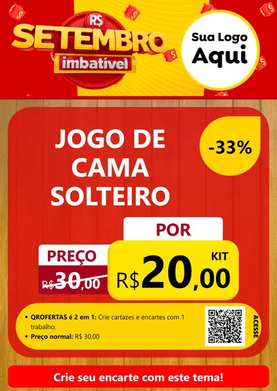 Modelo de Cartaz para Cartaz A4 Vertical com o tema Setembro Imbatível para Cama, Mesa e Banho