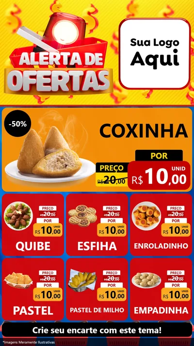 Modelo de Rede Social para Stories com o tema Alerta de Ofertas para Salgadaria