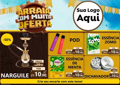 Modelo de Encarte para Encarte A4 Horizontal com o tema Ofertas de São João - Junina para Tabacaria