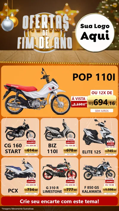 Modelo de Rede Social para Stories com o tema Ofertas de Fim de Ano para Concessionaria de Motos