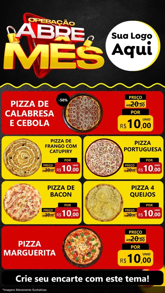 Modelo de TV para TV Vertical com o tema Operação Abre Mês para Pizzaria