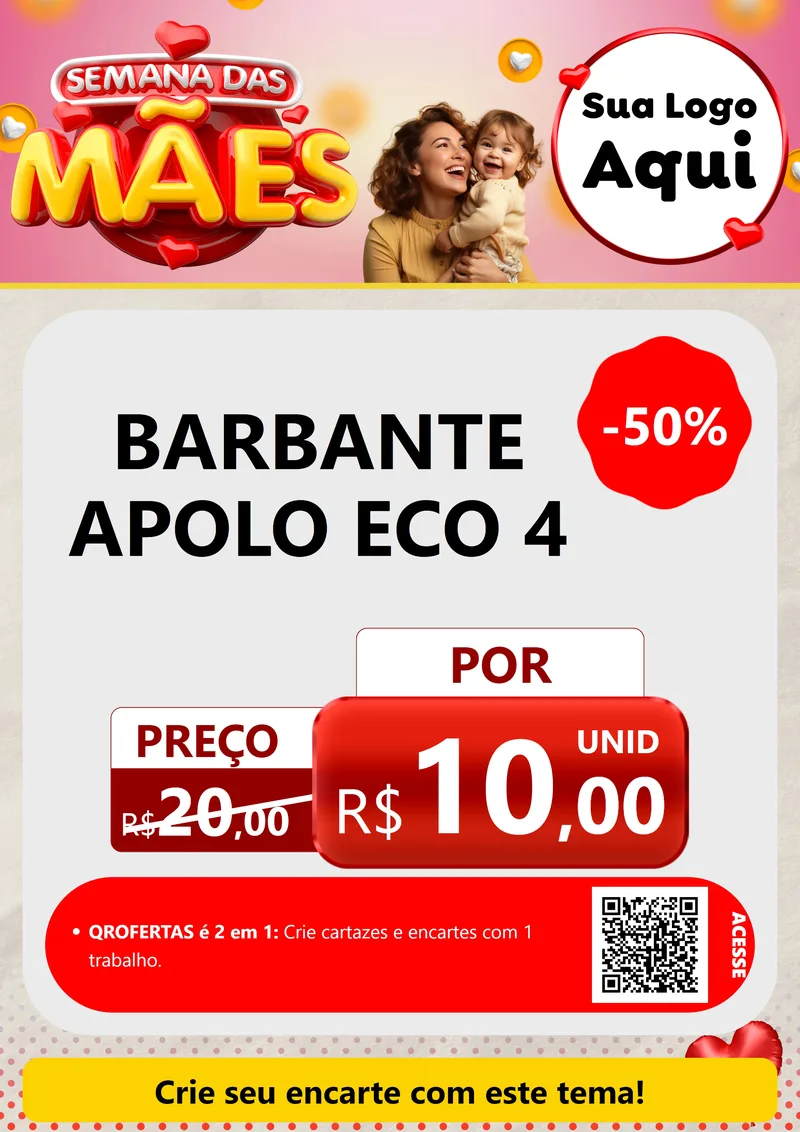 Modelo de Cartaz para Cartaz A4 Vertical com o tema Semana das Mães para Armarinho e Aviamentos
