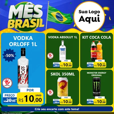 Modelo de Rede Social para Feed Facebook com o tema Mês do Brasil para Distribuidora de bebidas