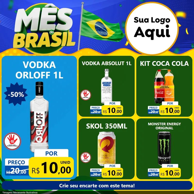 Modelo de Rede Social para Feed Facebook com o tema Mês do Brasil para Distribuidora de bebidas