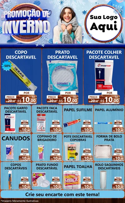 Modelo de Encarte para Encarte Grande com o tema Promoção de Inverno para Embalagens