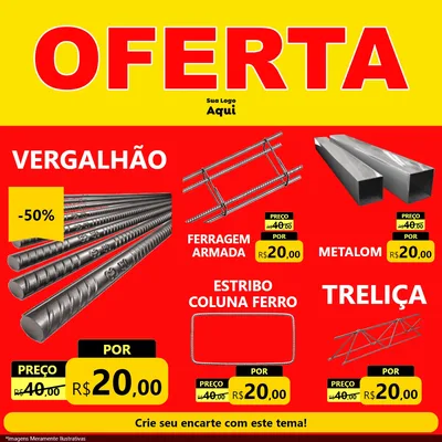 Modelo de Rede Social para Feed Facebook com o tema OFERTA - Vermelho Cartaz para Ferragens