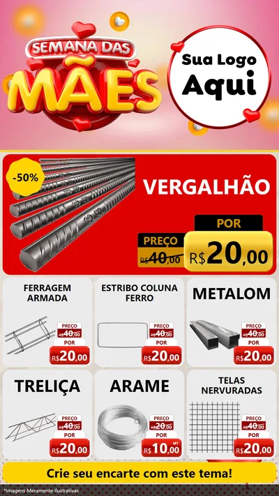 Modelo de Rede Social para Stories com o tema Semana das Mães para Ferragens