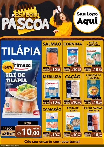 Modelo de Encarte para Encarte A4 Vertical com o tema Especial Páscoa para Peixaria