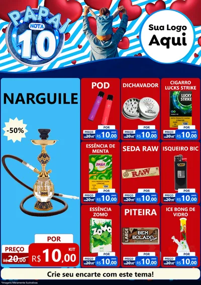 Modelo de Encarte para Encarte A4 Vertical com o tema Papai Nota 10 para Tabacaria