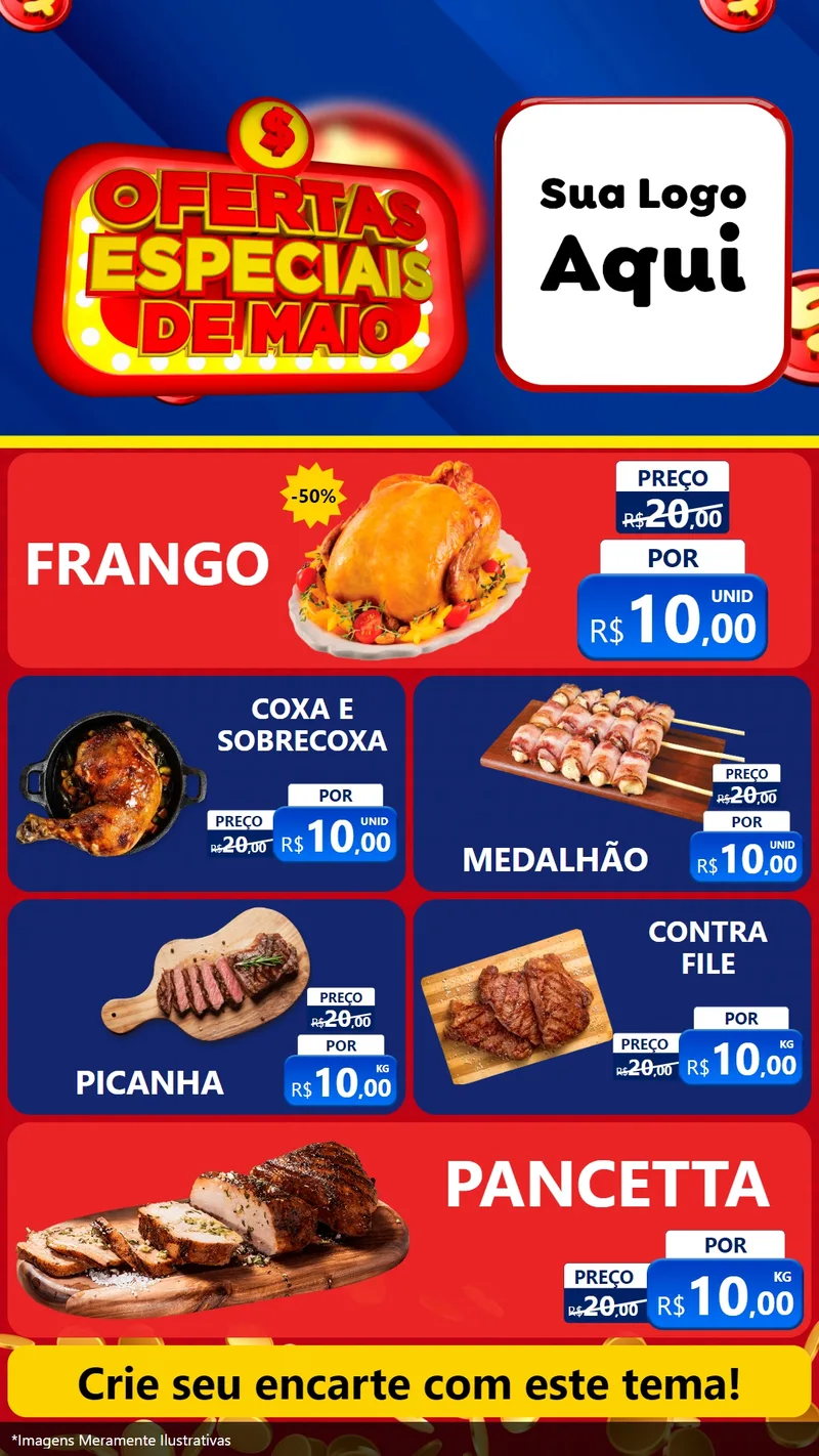 Modelo de TV para TV Vertical com o tema Ofertas Especiais de Maio para Assados