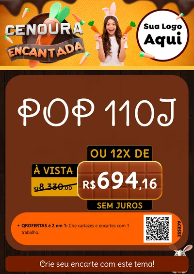 Modelo de Cartaz para Cartaz A4 Vertical com o tema Cenoura Encantada - Páscoa para Concessionaria de Motos