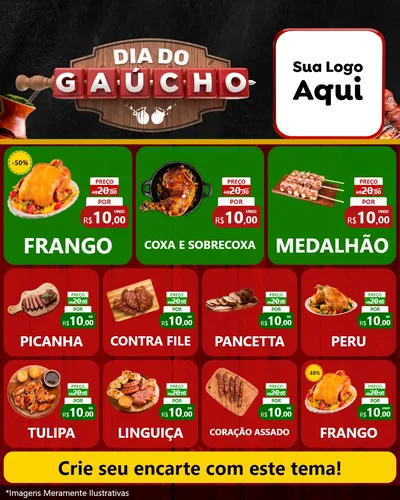 Modelo de Rede Social para Feed Instagram com o tema Dia do Gaúcho para Assados