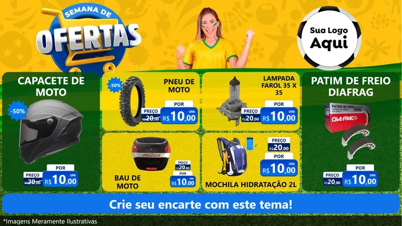 Modelo de TV para TV Horizontal com o tema Semana de Ofertas - Copa para Moto peças