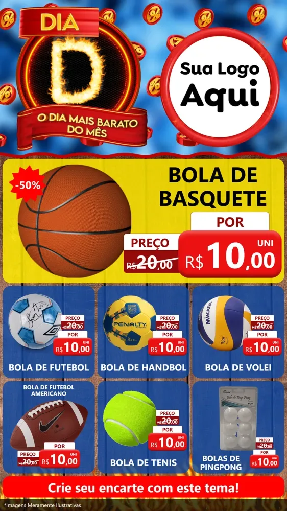 Modelo de Rede Social para Stories com o tema Dia D - O Dia Mais Barato Do Mês para Artigos Esportivos