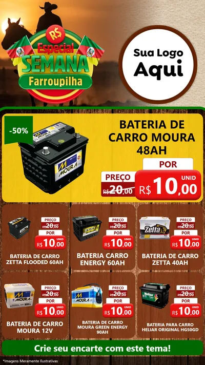 Modelo de Rede Social para Stories com o tema Especial Semana Farroupilha para Baterias Elétricas
