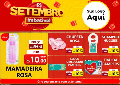 Modelo de Encarte para Encarte A4 Horizontal com o tema Setembro Imbatível para Bebês