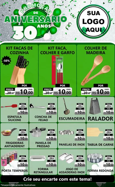 Modelo de Encarte para Encarte Grande com o tema Promoção de Aniversário - 30 Anos para Utilidades Domésticas