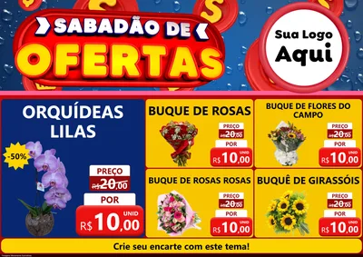 Modelo de Encarte para Encarte A4 Horizontal com o tema Sabadão de Ofertas para Floricultura e jardim