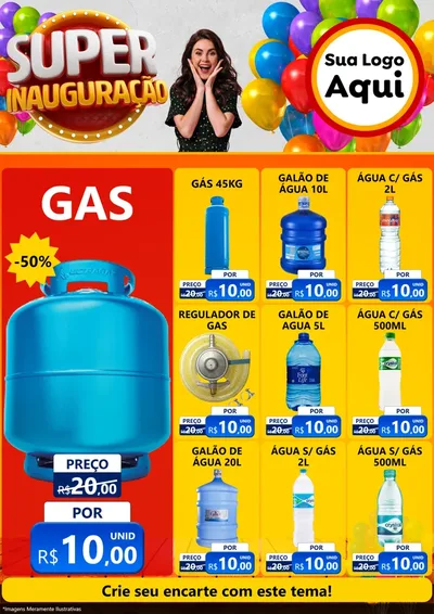Modelo de Encarte para Encarte A4 Vertical com o tema Super Inauguração para Água e gás