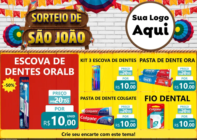 Modelo de Encarte para Encarte A4 Horizontal com o tema Sorteio de São João para Higiene Pessoal