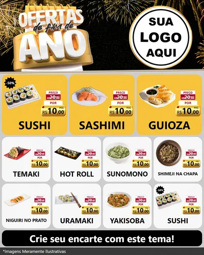 Modelo de Rede Social para Feed Instagram com o tema Ofertas de Fim de Ano para Comida japonesa
