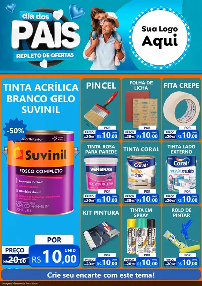 Modelo de Encarte para Encarte A4 Vertical com o tema Dia Dos Pais Repleto de Ofertas para Tintas e Ferramentas