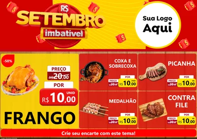 Modelo de Encarte para Encarte A4 Horizontal com o tema Setembro Imbatível para Assados