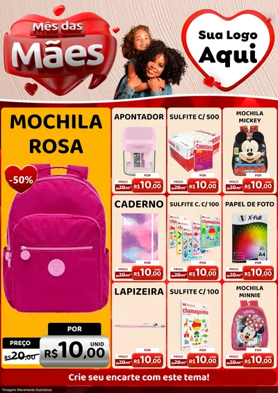 Modelo de Encarte para Encarte A4 Vertical com o tema Mês das Mães para Papelaria