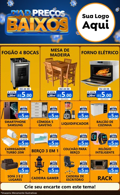 Modelo de Encarte para Encarte Grande com o tema Dia D Preço Baixo para Móveis e Eletro