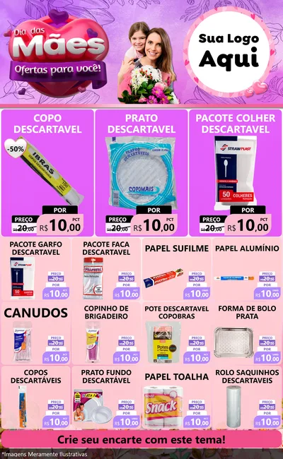 Modelo de Encarte para Encarte Grande com o tema Dia das Mães Ofertas para Você! para Embalagens